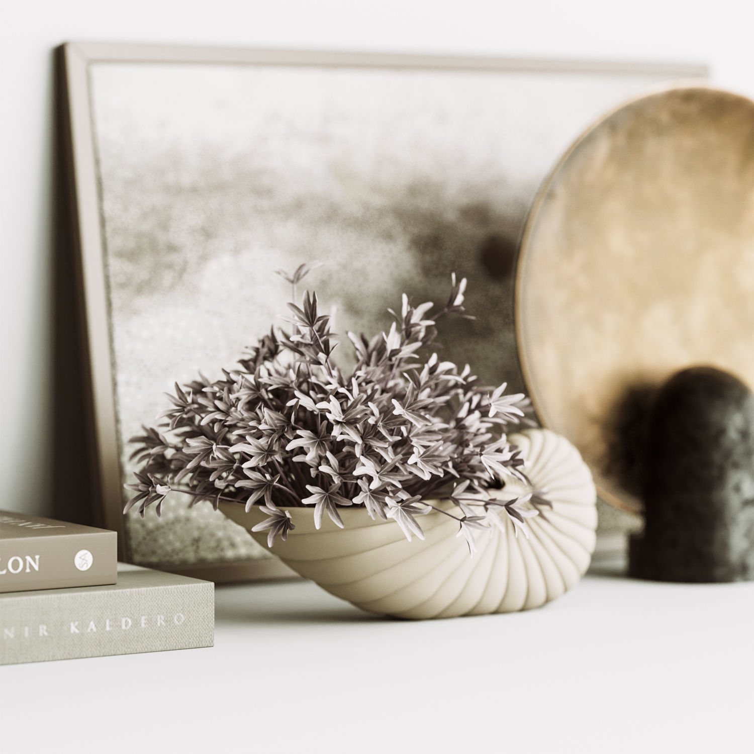 Decorative Set seashell vase 3D model_8