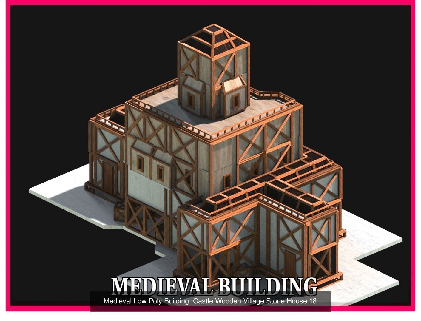50 Medieval Building Castle Town House Pack Bundle Kitbash 3D Model Collection_32