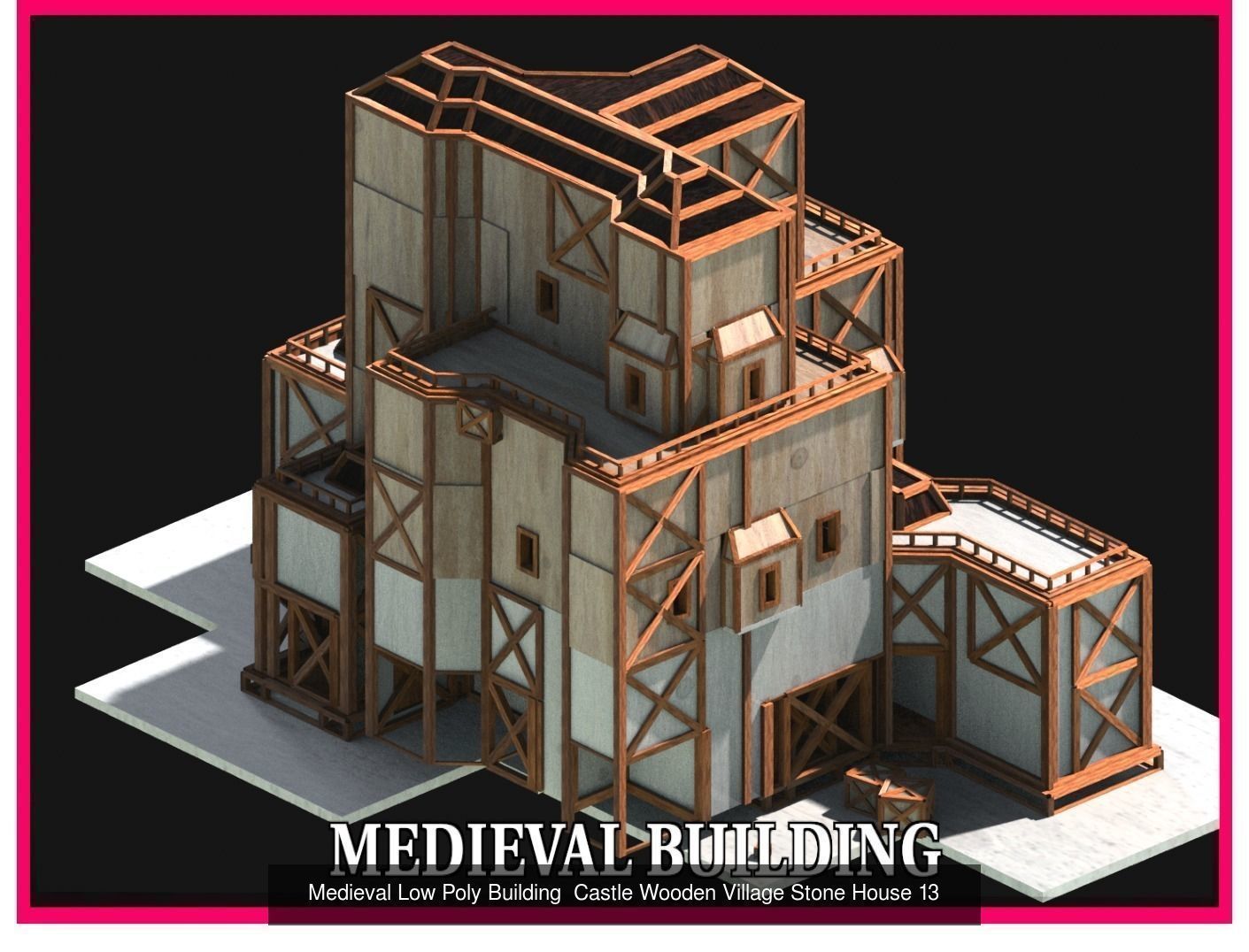 50 Medieval Building Castle Town House Pack Bundle Kitbash 3D Model Collection_42