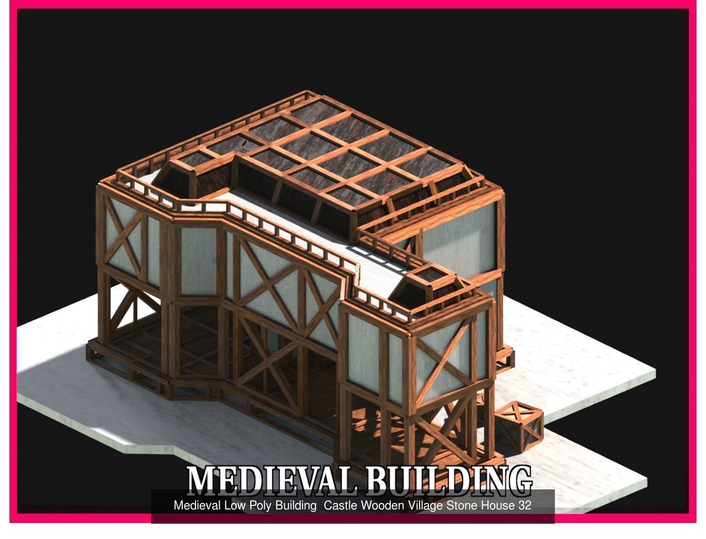 50 Medieval Building Castle Town House Pack Bundle Kitbash 3D Model Collection_34