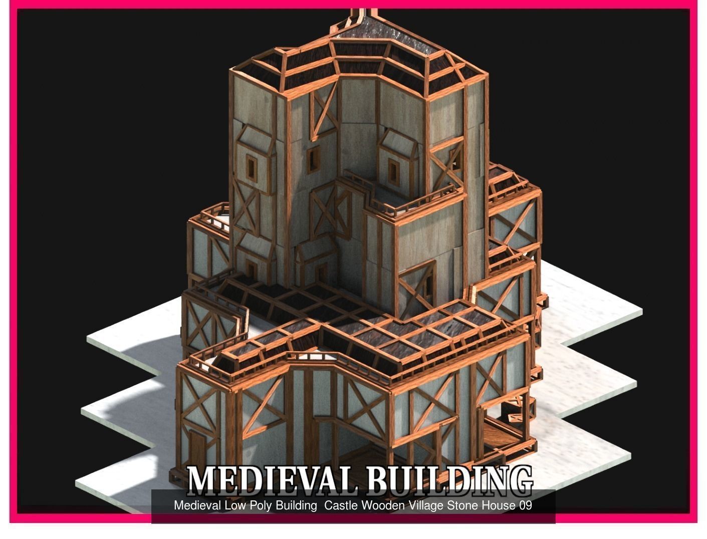 50 Medieval Building Castle Town House Pack Bundle Kitbash 3D Model Collection_54