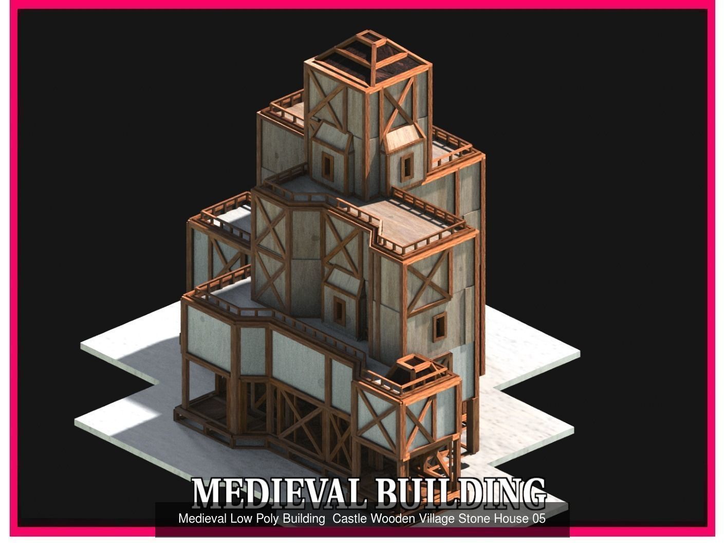 50 Medieval Building Castle Town House Pack Bundle Kitbash 3D Model Collection_58