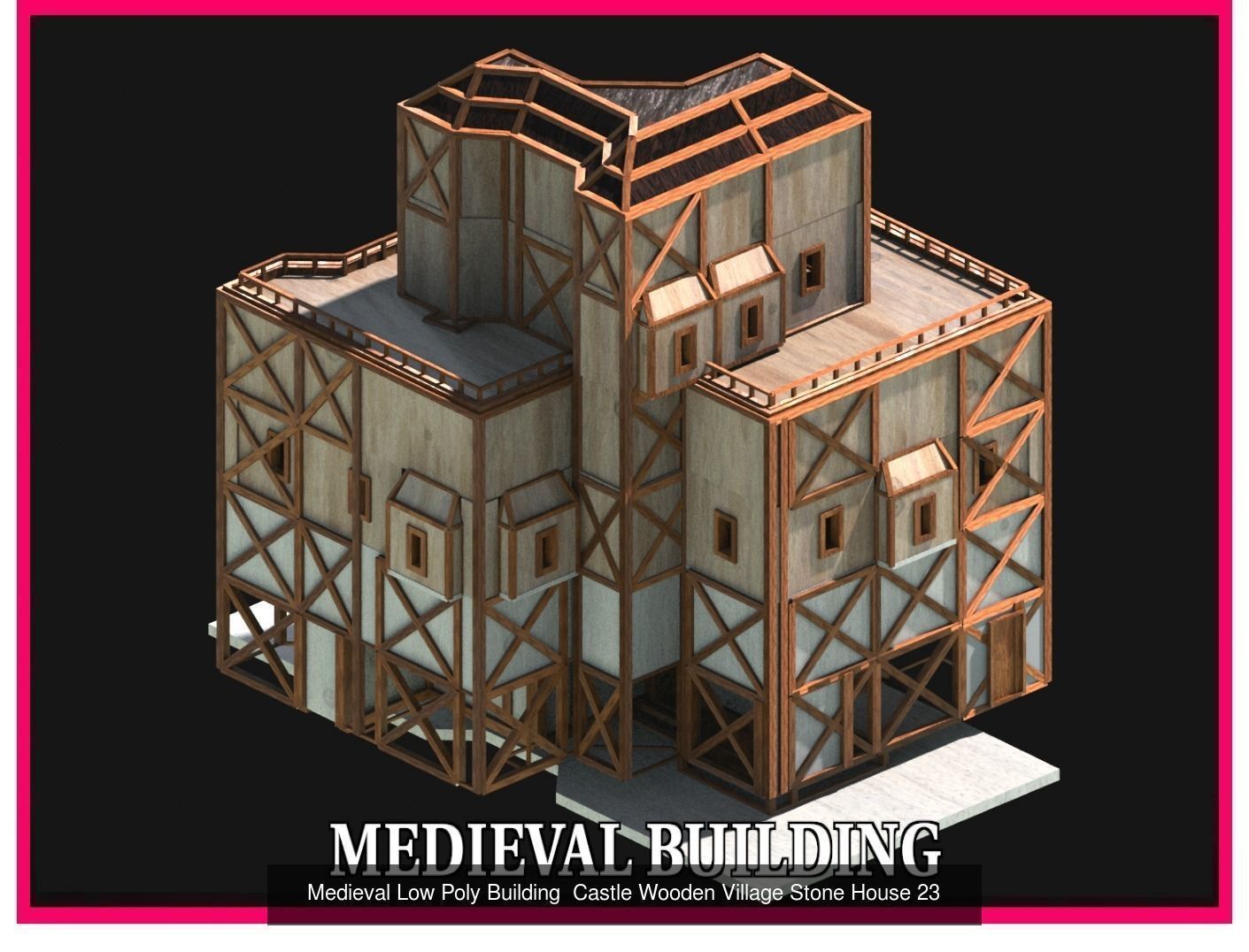 50 Medieval Building Castle Town House Pack Bundle Kitbash 3D Model Collection_25