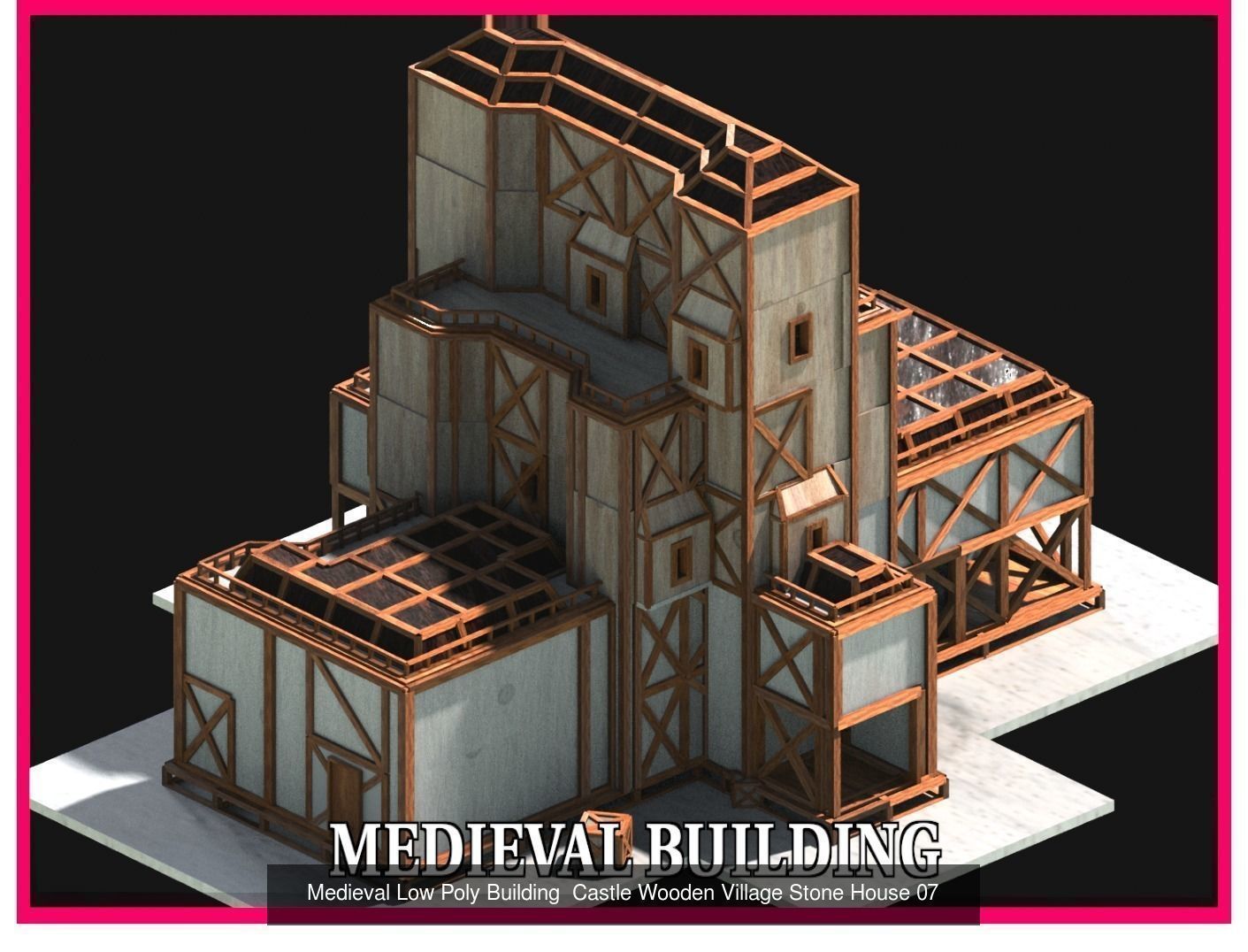 50 Medieval Building Castle Town House Pack Bundle Kitbash 3D Model Collection_56