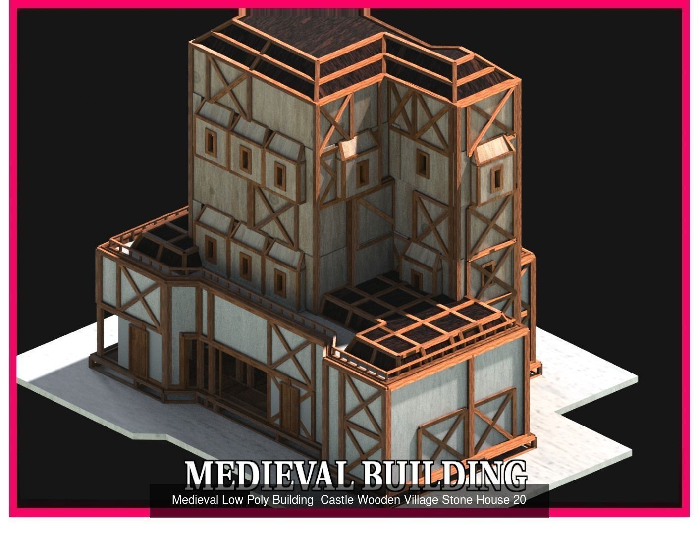 50 Medieval Building Castle Town House Pack Bundle Kitbash 3D Model Collection_29