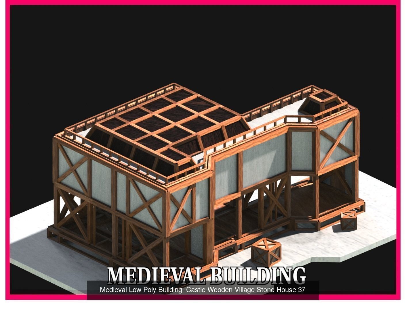 50 Medieval Building Castle Town House Pack Bundle Kitbash 3D Model Collection_27