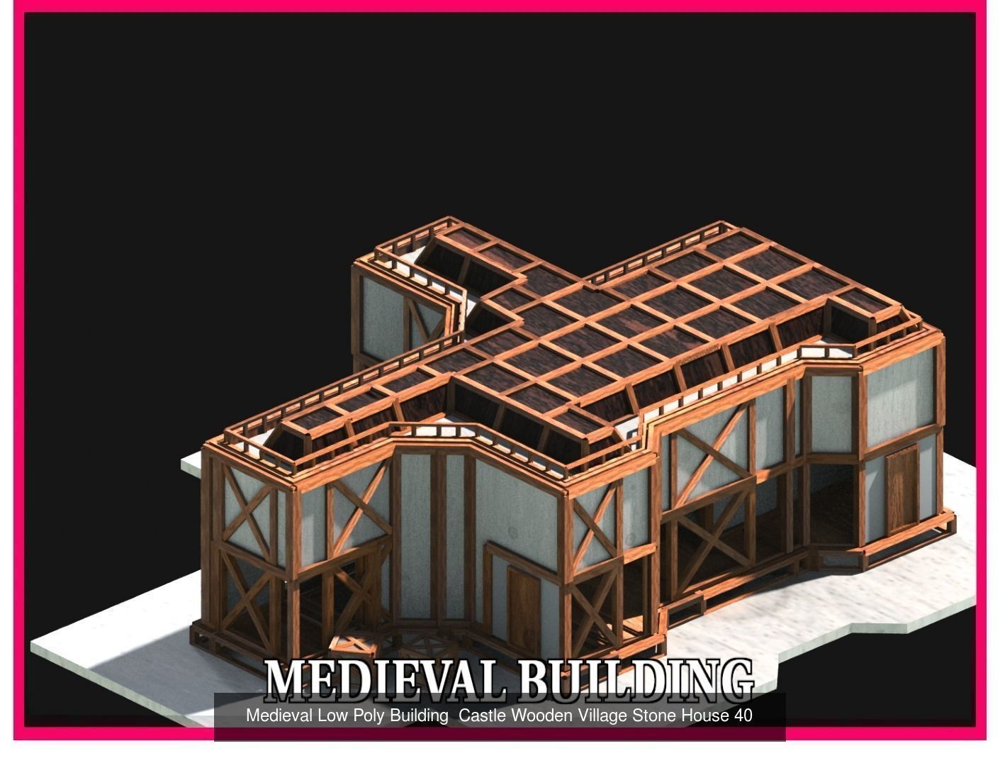 50 Medieval Building Castle Town House Pack Bundle Kitbash 3D Model Collection_45