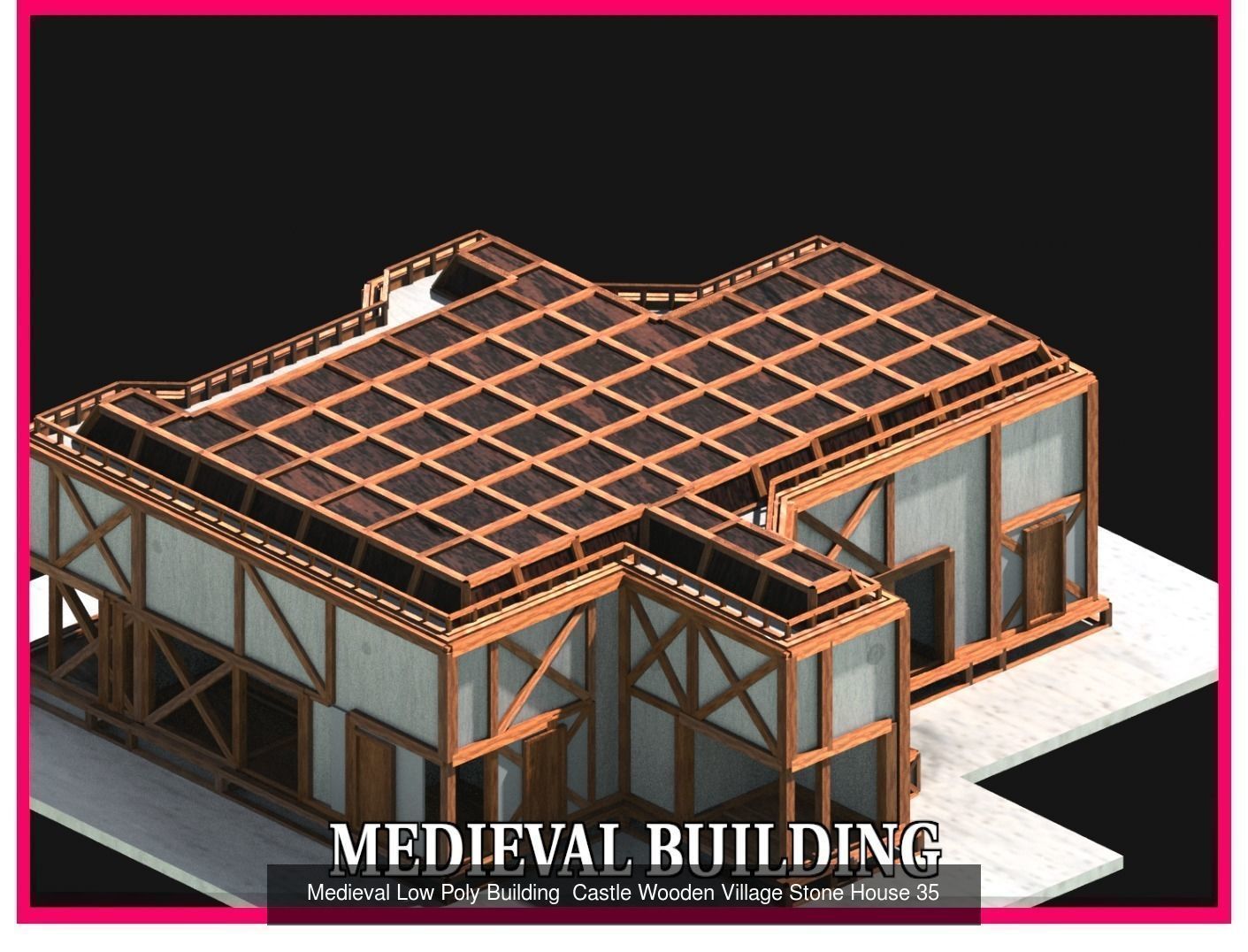 50 Medieval Building Castle Town House Pack Bundle Kitbash 3D Model Collection_38