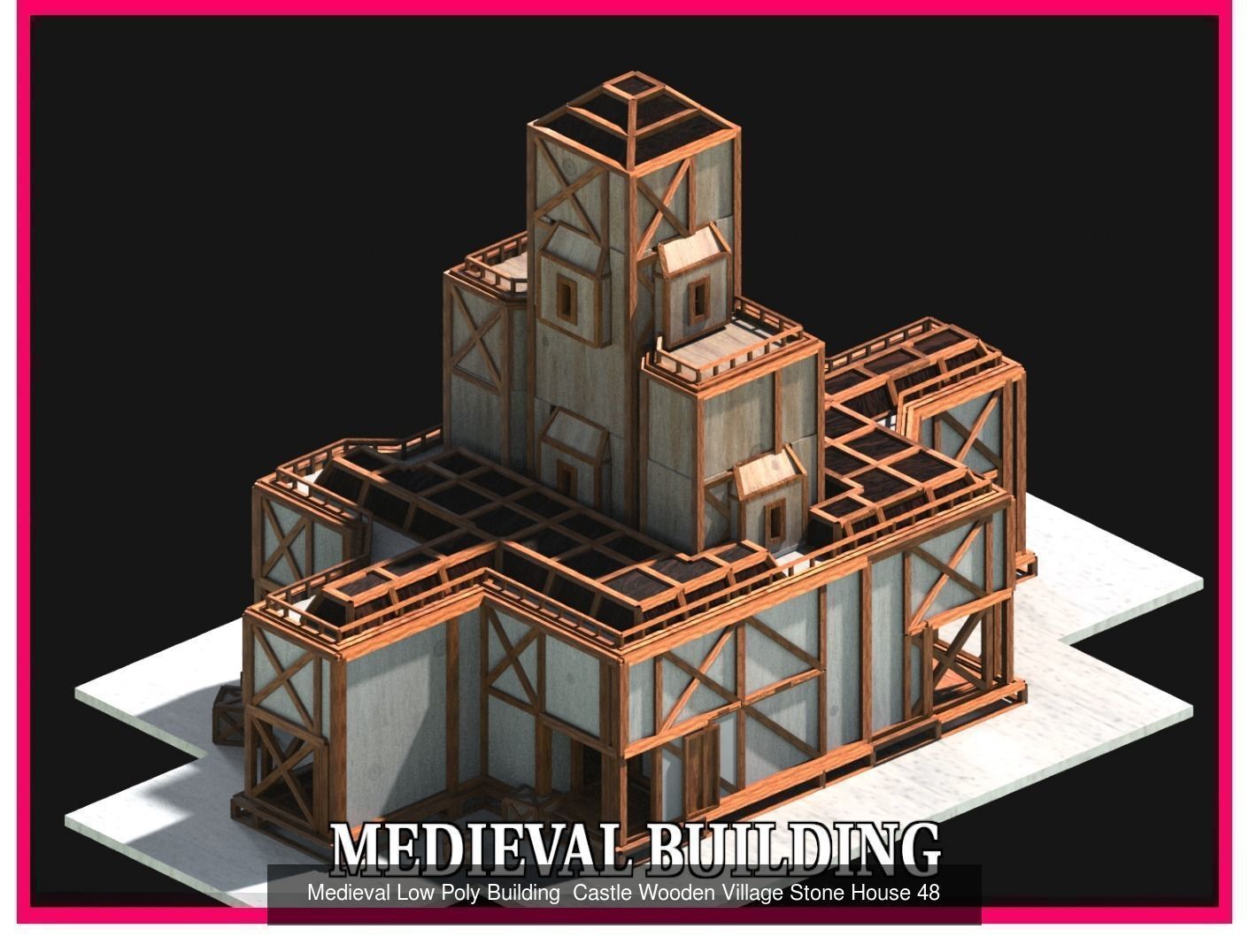 50 Medieval Building Castle Town House Pack Bundle Kitbash 3D Model Collection_14
