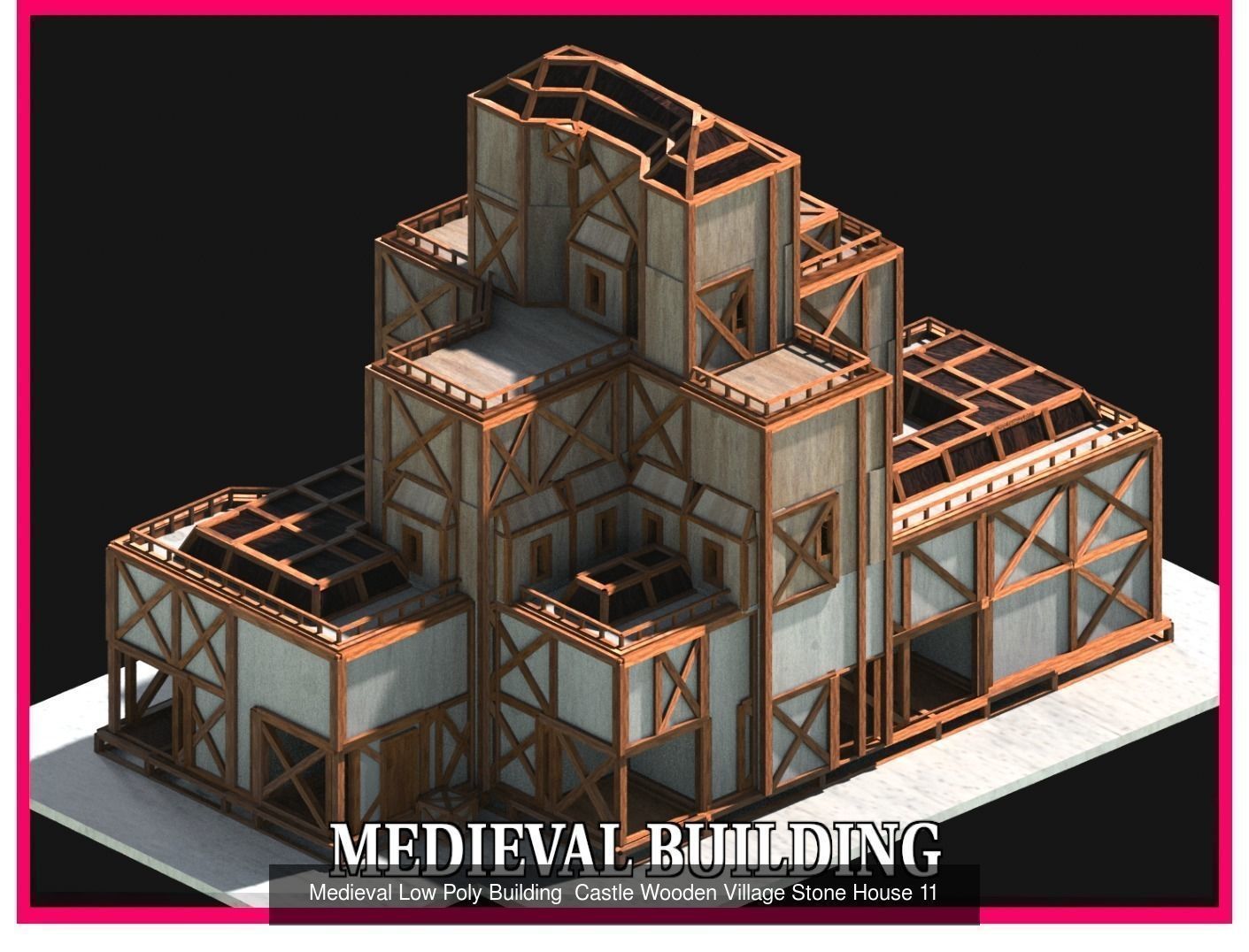 50 Medieval Building Castle Town House Pack Bundle Kitbash 3D Model Collection_52