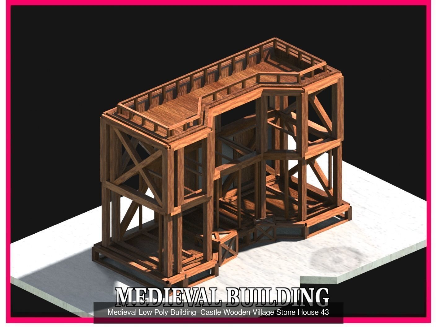 50 Medieval Building Castle Town House Pack Bundle Kitbash 3D Model Collection_19