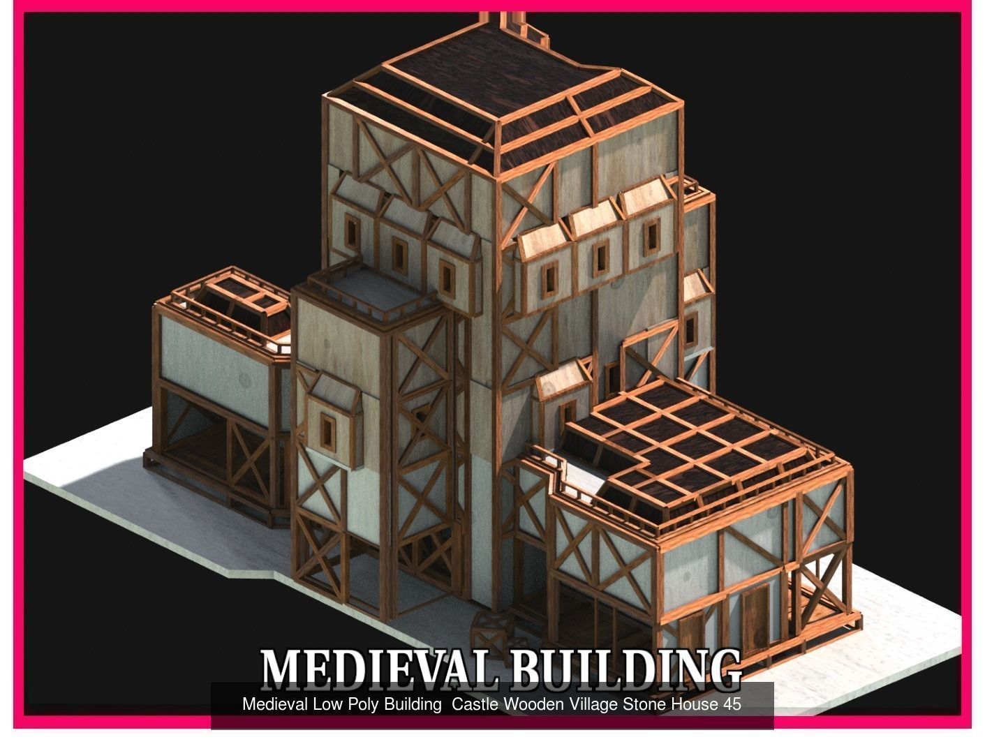 50 Medieval Building Castle Town House Pack Bundle Kitbash 3D Model Collection_17