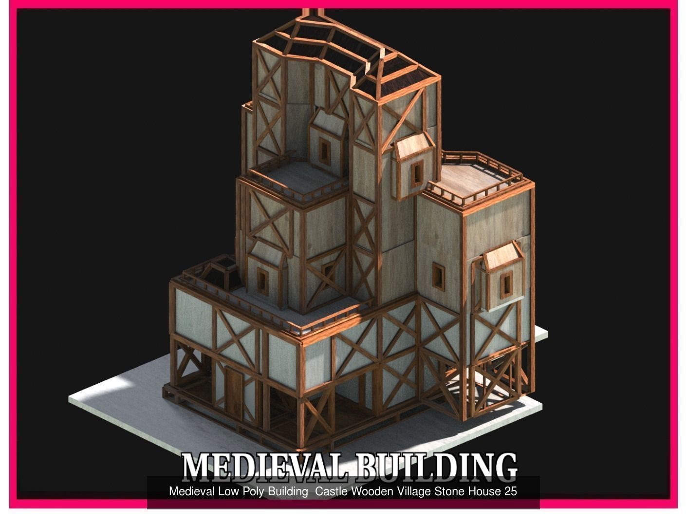 50 Medieval Building Castle Town House Pack Bundle Kitbash 3D Model Collection_23