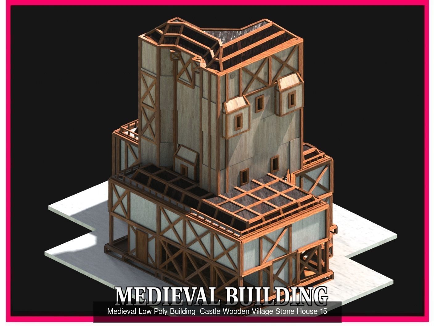 50 Medieval Building Castle Town House Pack Bundle Kitbash 3D Model Collection_36