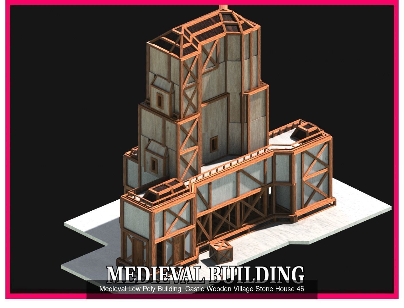 50 Medieval Building Castle Town House Pack Bundle Kitbash 3D Model Collection_16