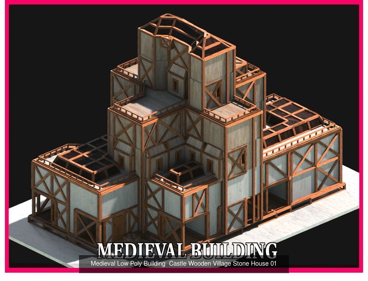 50 Medieval Building Castle Town House Pack Bundle Kitbash 3D Model Collection_22