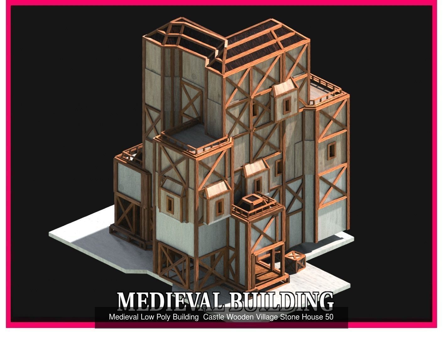 50 Medieval Building Castle Town House Pack Bundle Kitbash 3D Model Collection_12