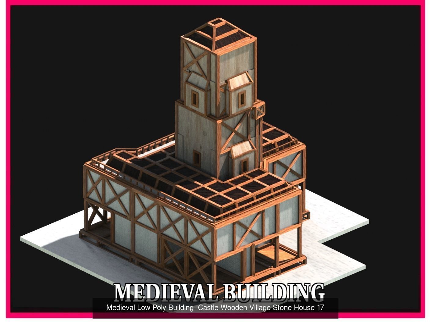 50 Medieval Building Castle Town House Pack Bundle Kitbash 3D Model Collection_33