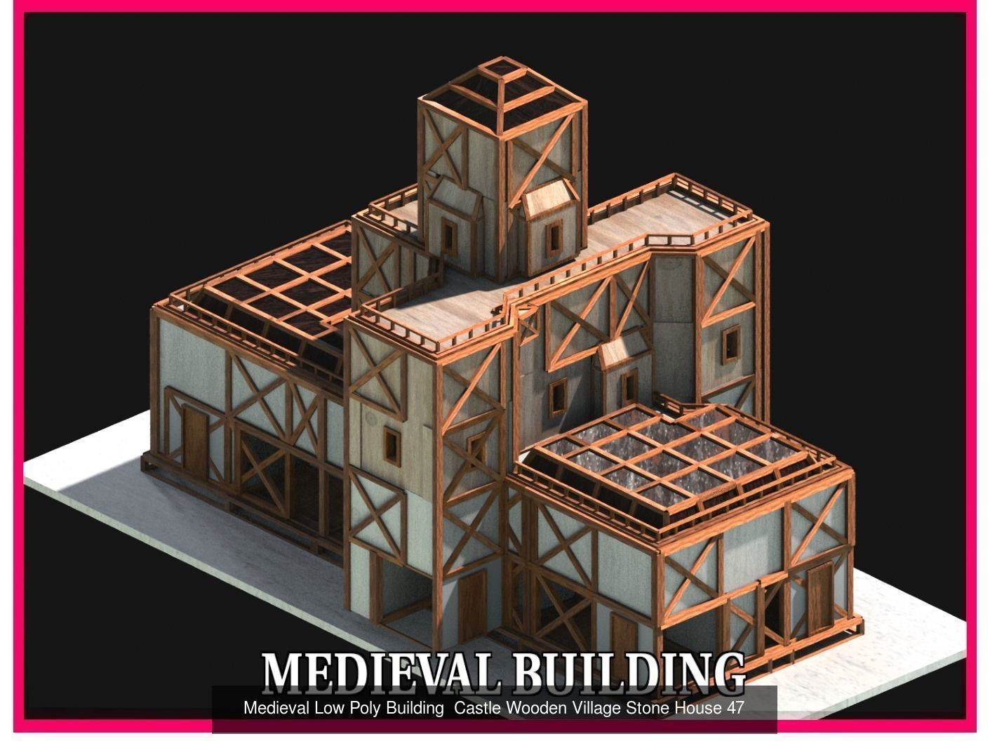 50 Medieval Building Castle Town House Pack Bundle Kitbash 3D Model Collection_15