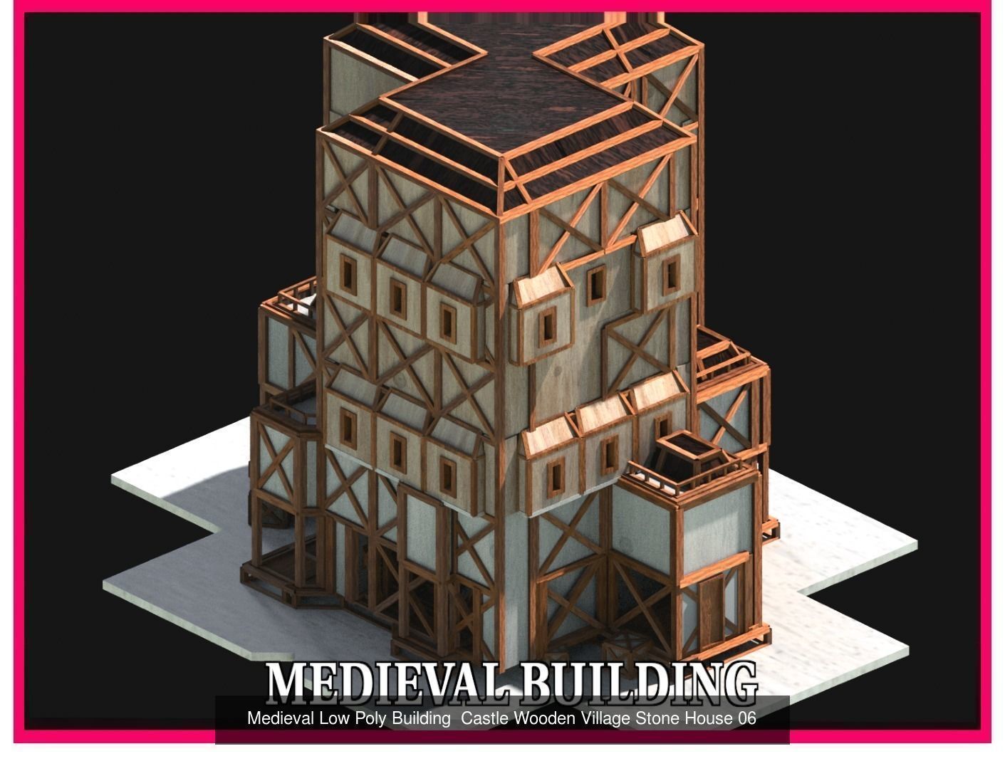 50 Medieval Building Castle Town House Pack Bundle Kitbash 3D Model Collection_57