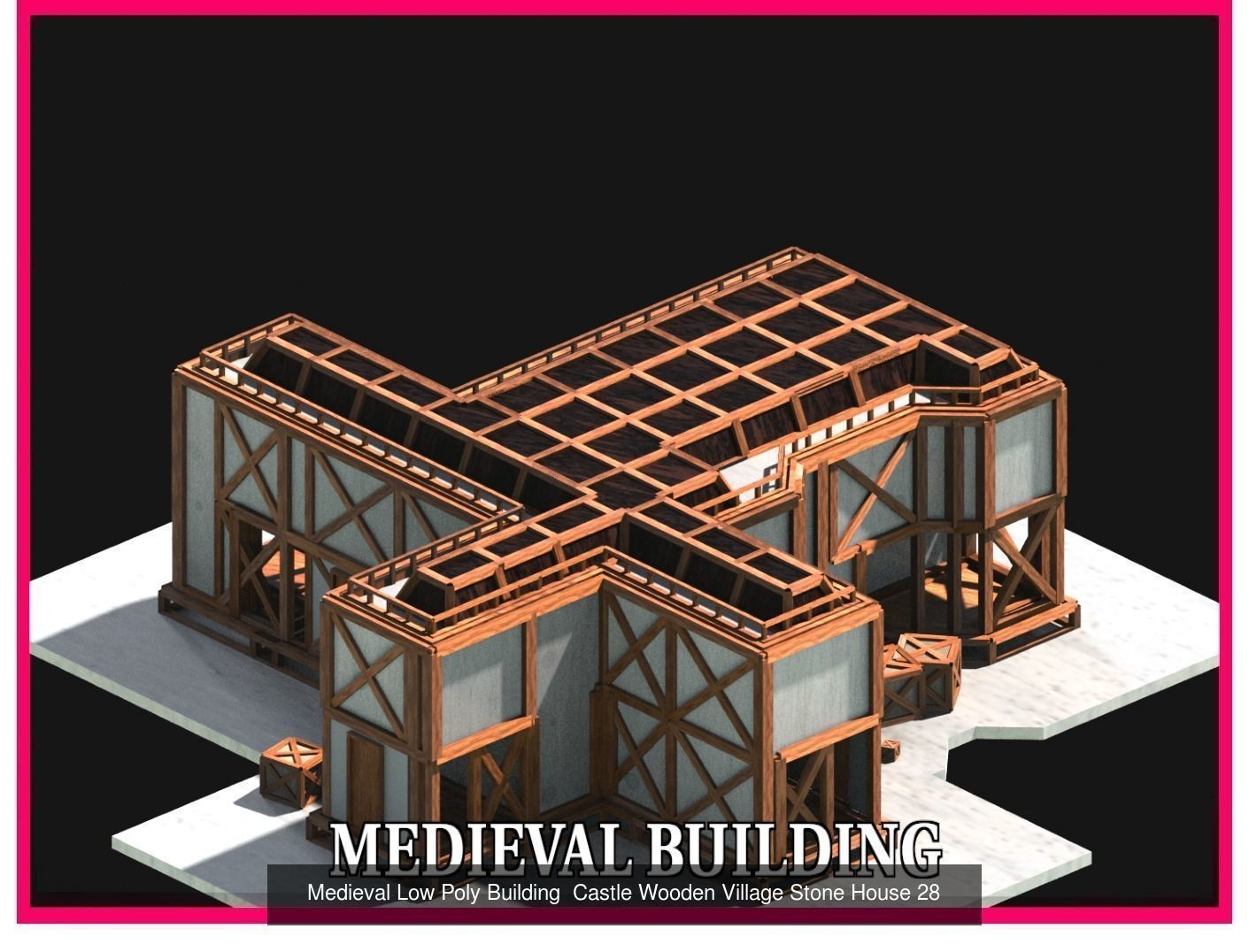 50 Medieval Building Castle Town House Pack Bundle Kitbash 3D Model Collection_39