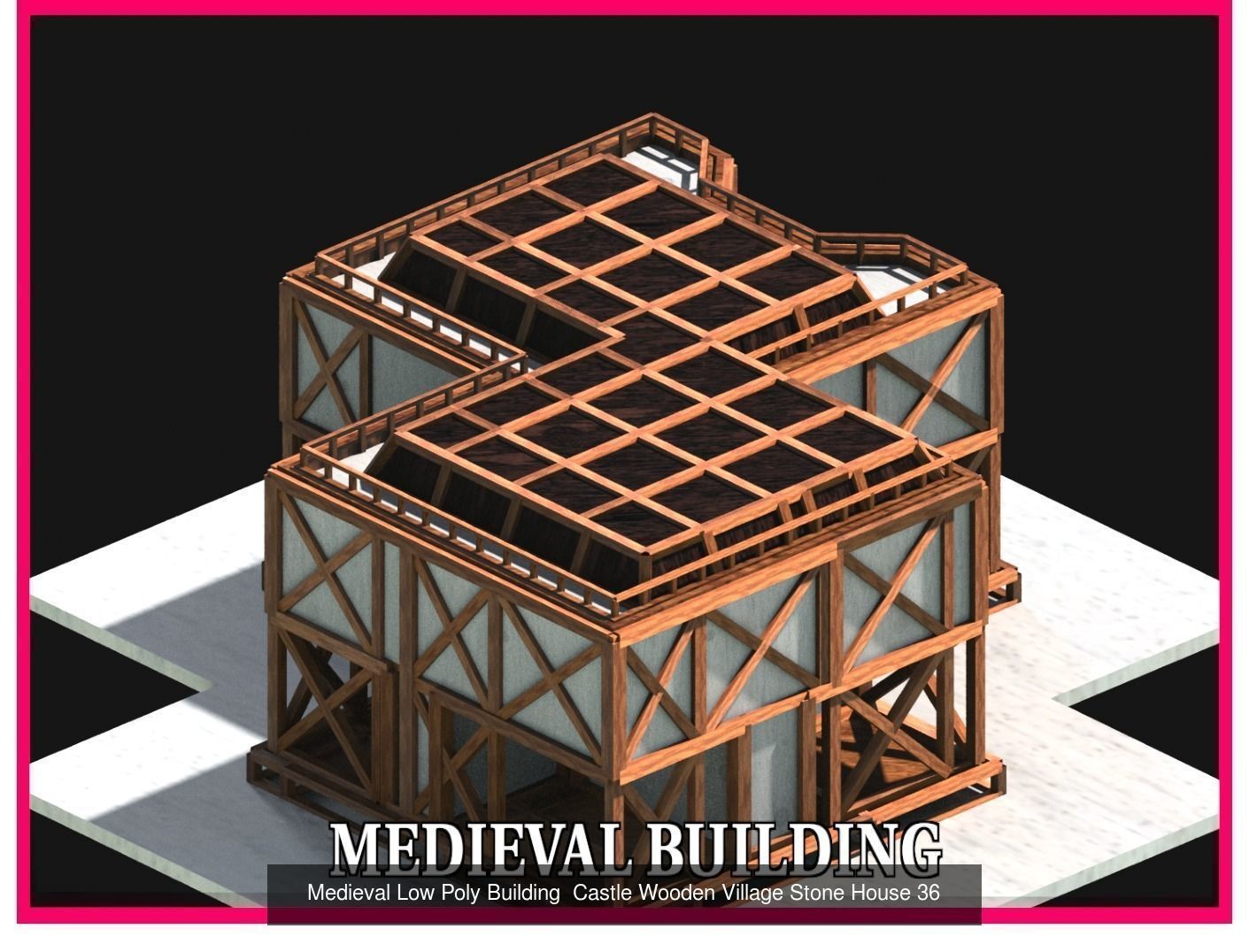 50 Medieval Building Castle Town House Pack Bundle Kitbash 3D Model Collection_44