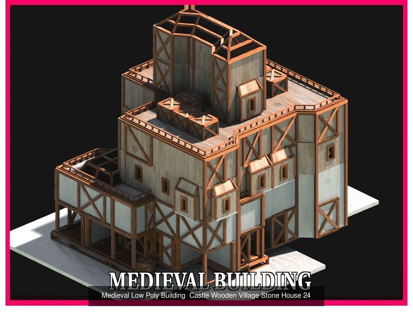 50 Medieval Building Castle Town House Pack Bundle Kitbash 3D Model Collection_24