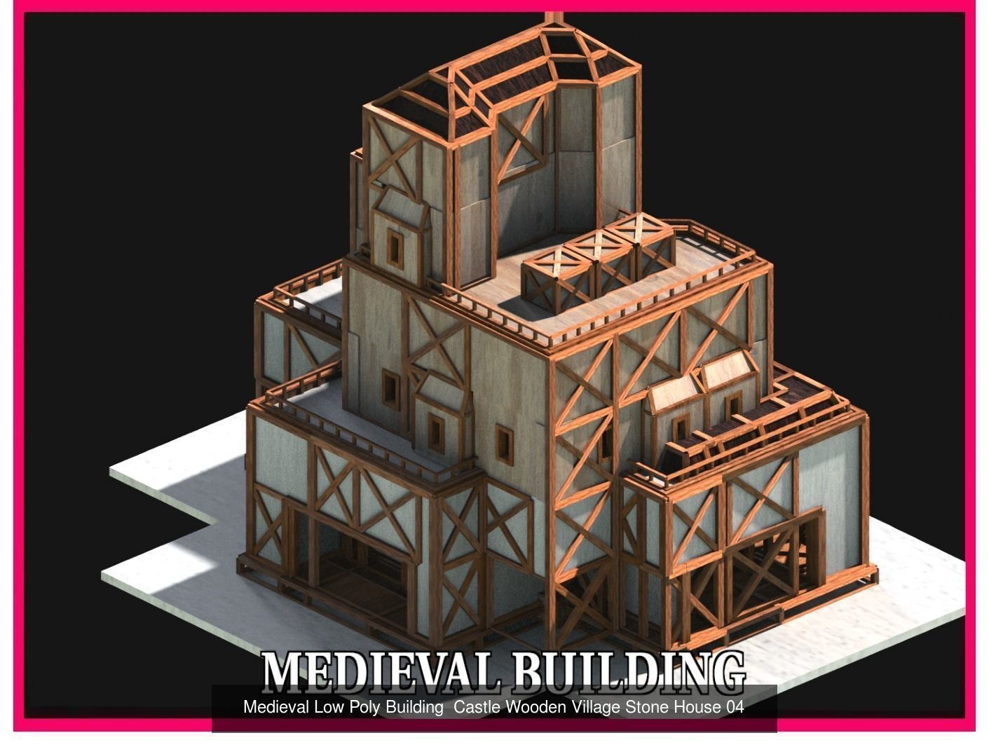 50 Medieval Building Castle Town House Pack Bundle Kitbash 3D Model Collection_59