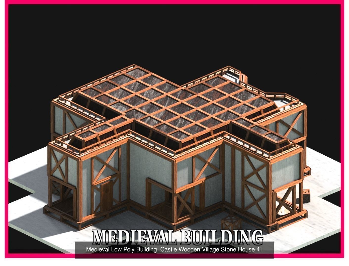 50 Medieval Building Castle Town House Pack Bundle Kitbash 3D Model Collection_48