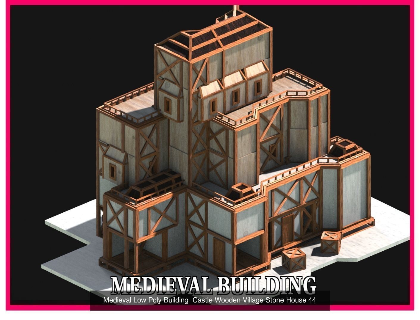 50 Medieval Building Castle Town House Pack Bundle Kitbash 3D Model Collection_18