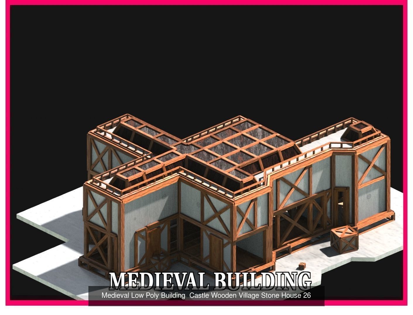 50 Medieval Building Castle Town House Pack Bundle Kitbash 3D Model Collection_21