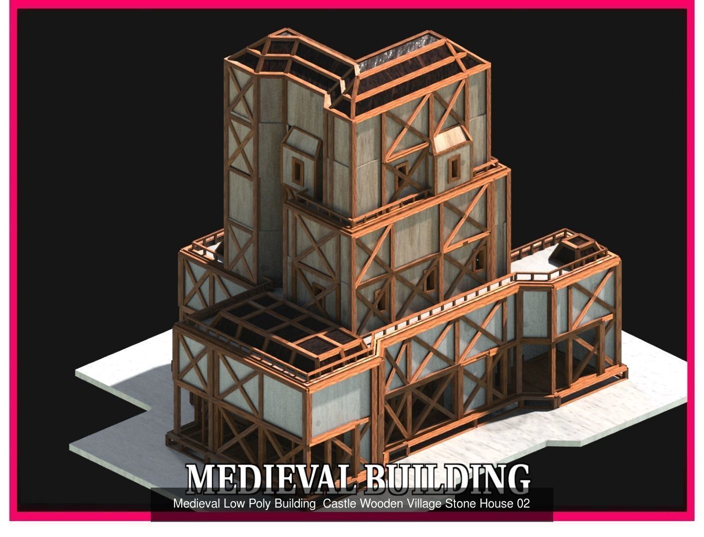 50 Medieval Building Castle Town House Pack Bundle Kitbash 3D Model Collection_61