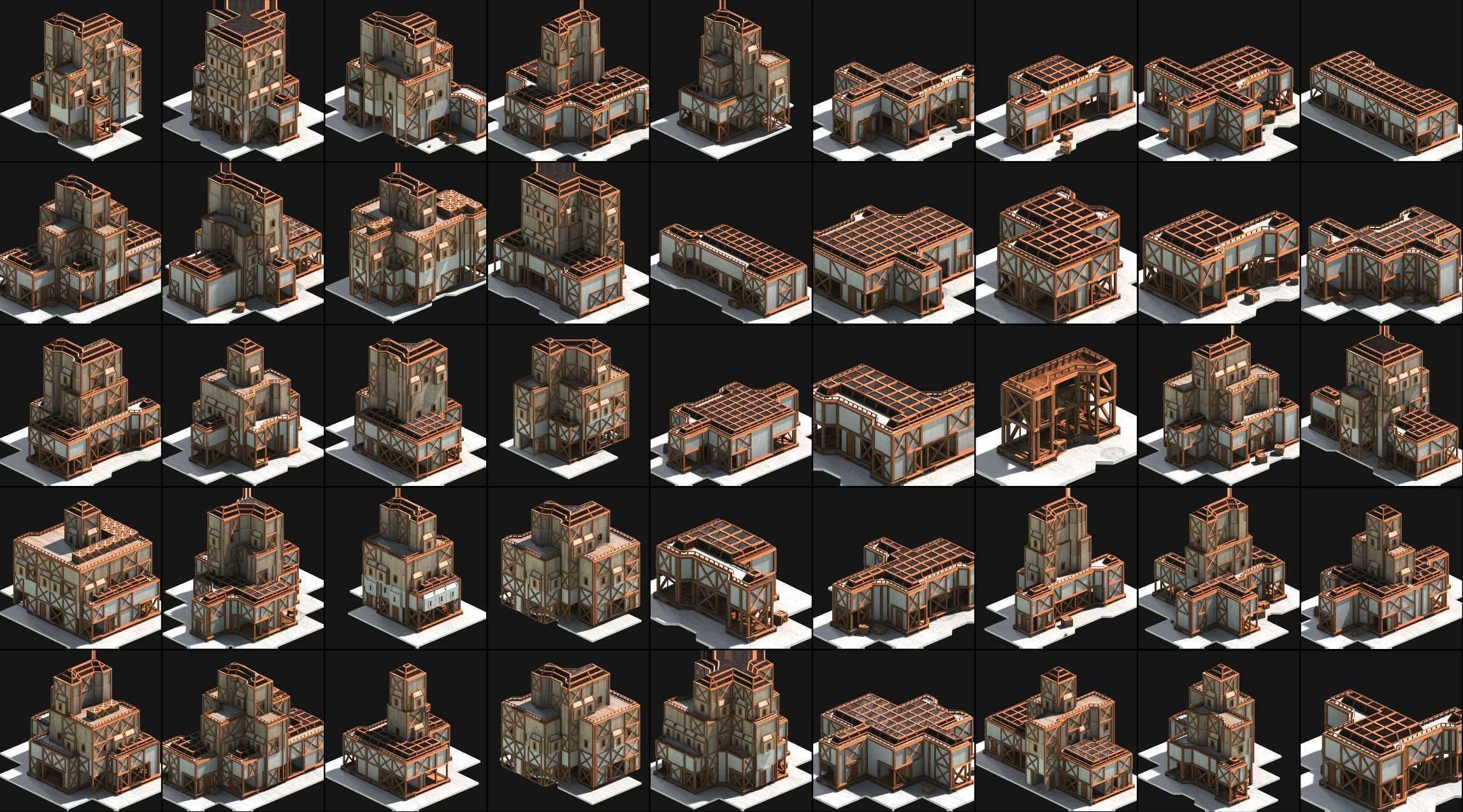 50 Medieval Building Castle Town House Pack Bundle Kitbash 3D Model Collection_2
