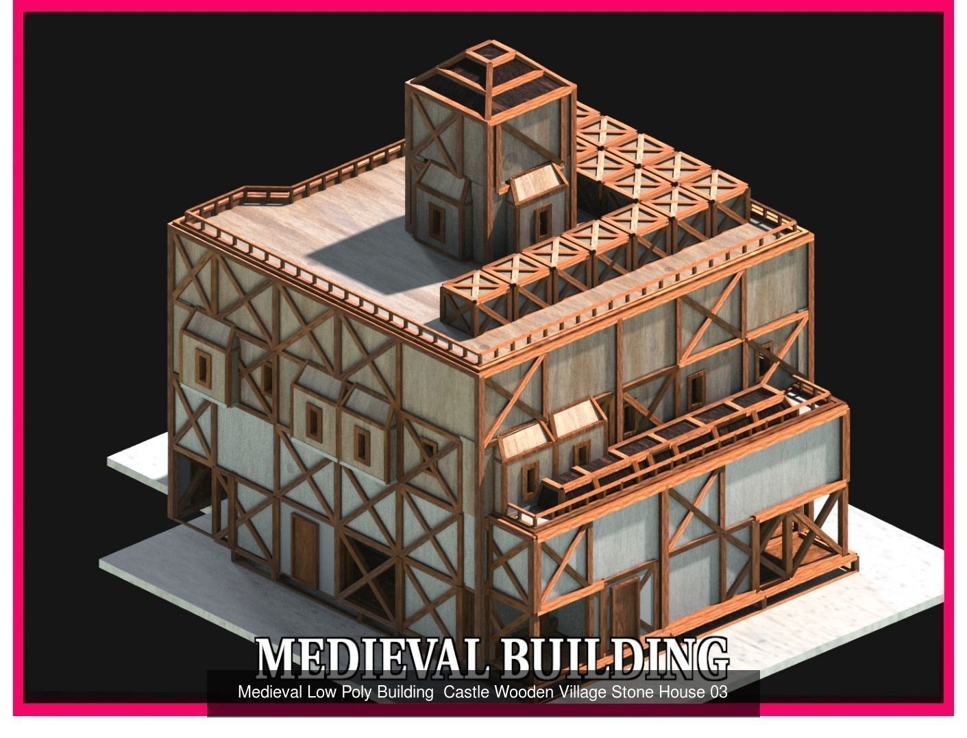 50 Medieval Building Castle Town House Pack Bundle Kitbash 3D Model Collection_60