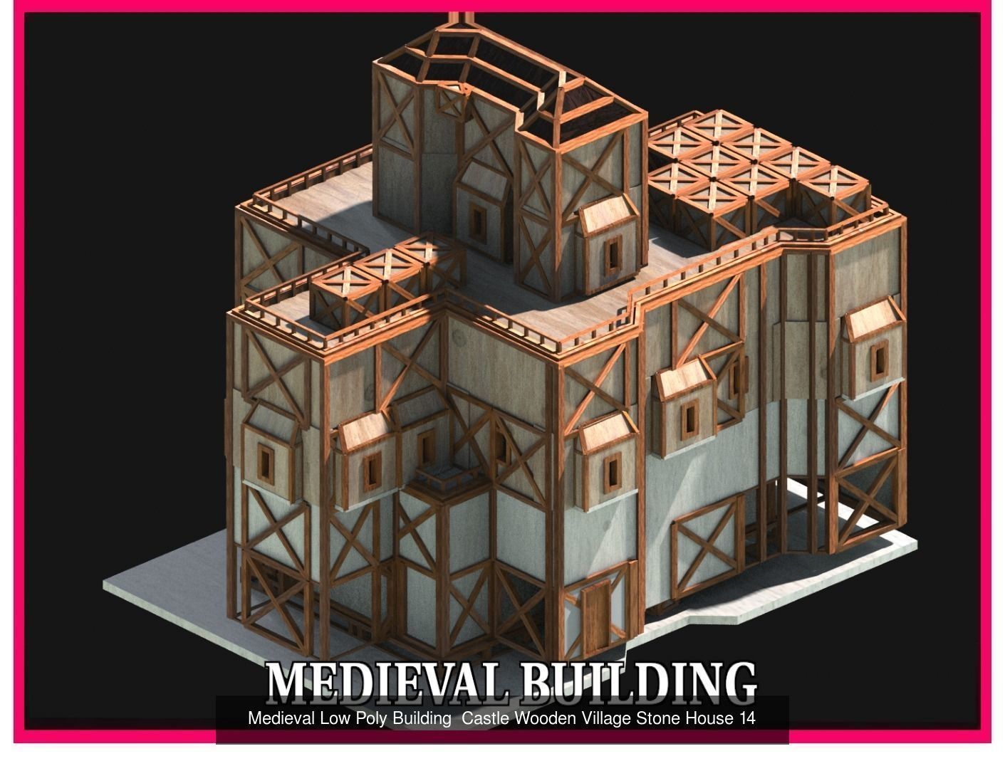 50 Medieval Building Castle Town House Pack Bundle Kitbash 3D Model Collection_37