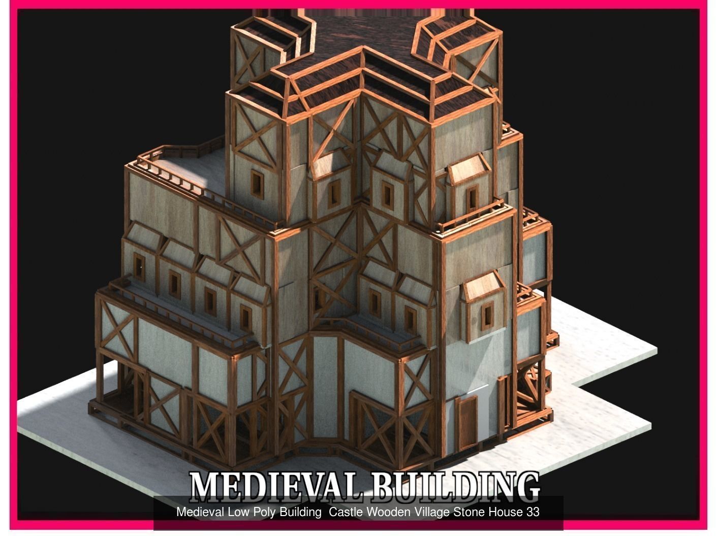 50 Medieval Building Castle Town House Pack Bundle Kitbash 3D Model Collection_20