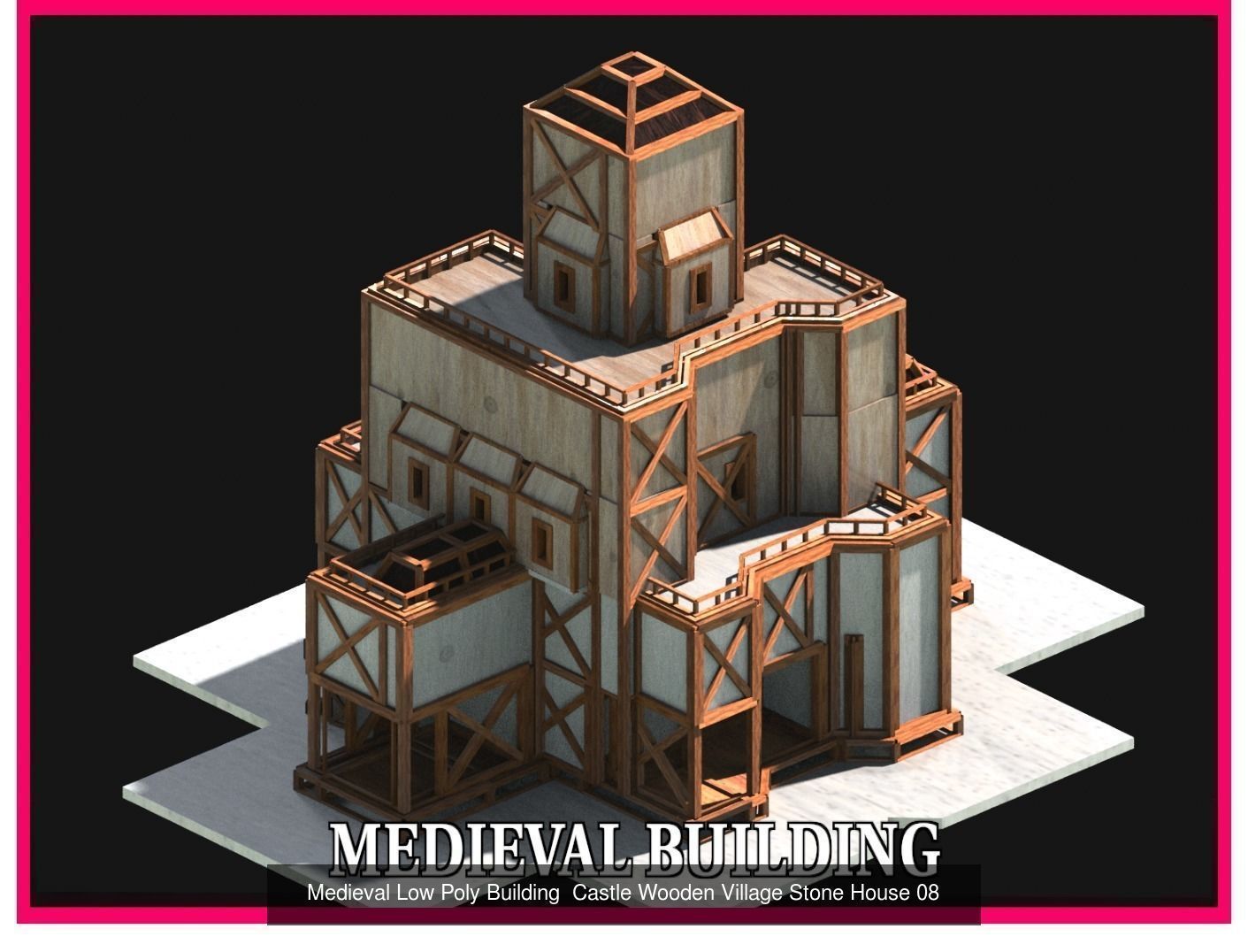 50 Medieval Building Castle Town House Pack Bundle Kitbash 3D Model Collection_55