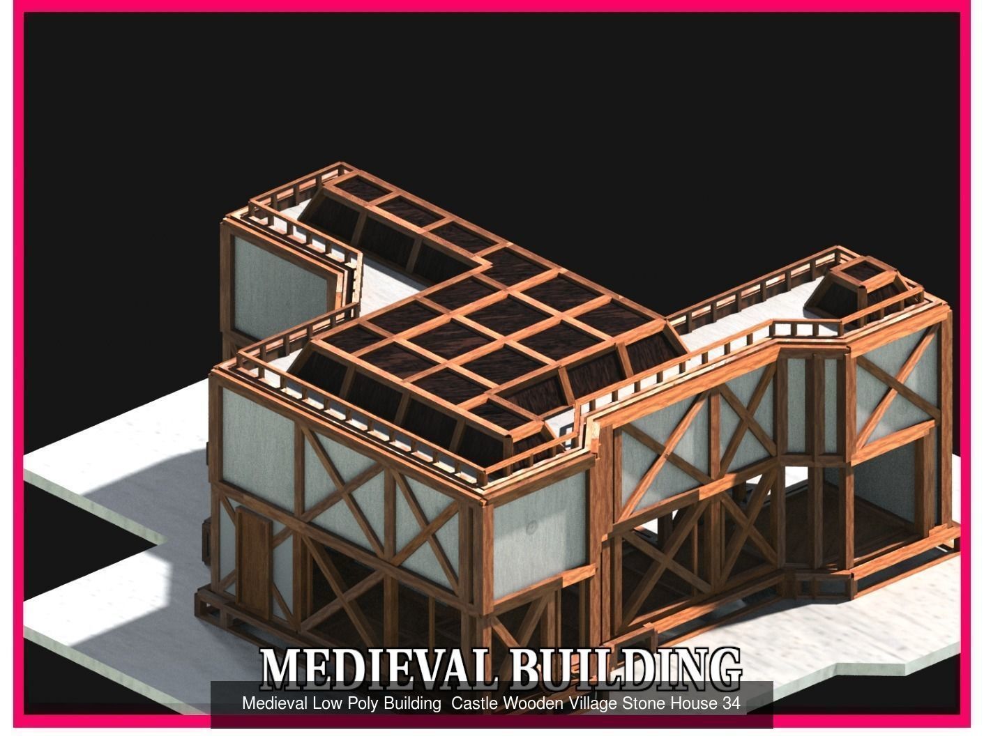 50 Medieval Building Castle Town House Pack Bundle Kitbash 3D Model Collection_46