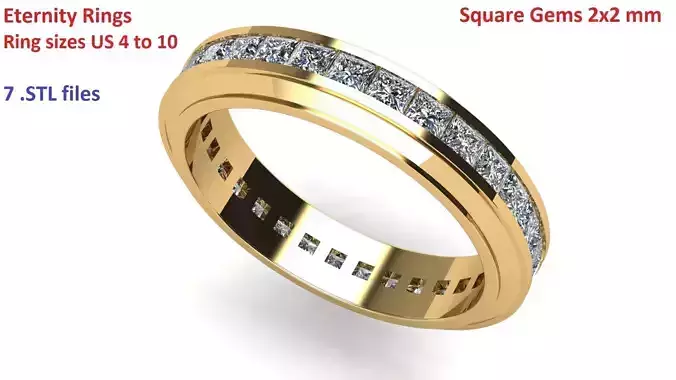Eternity Rings Square Diamonds 2 mm