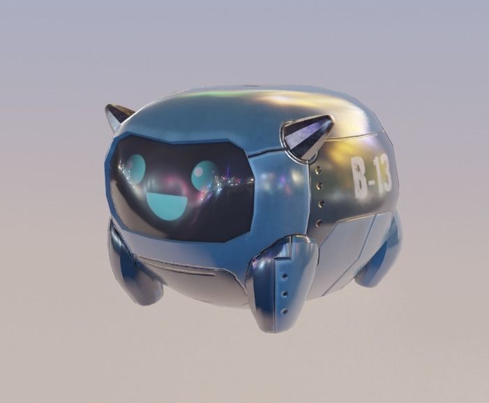 Low-poly robots toy robot wearing helmet Low-poly 3D model_5