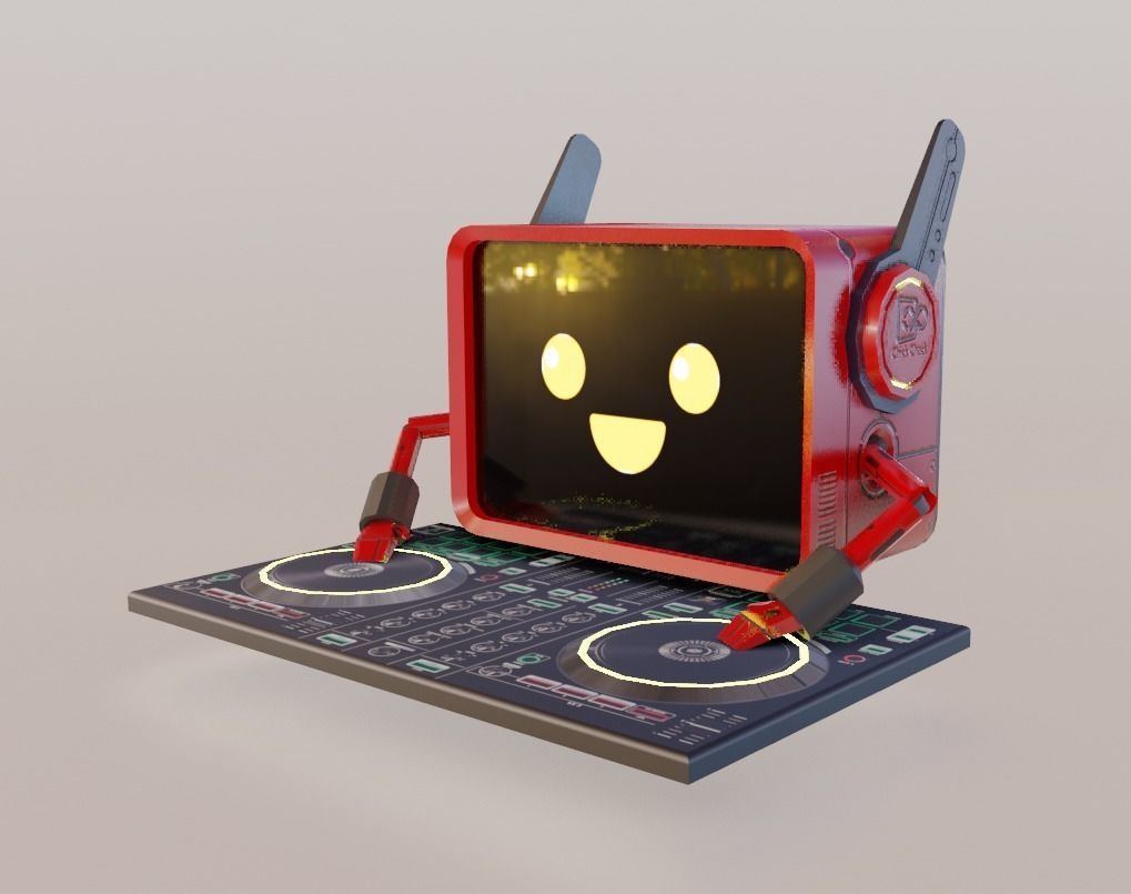 Low-poly robots toy robot wearing helmet Low-poly 3D model_3