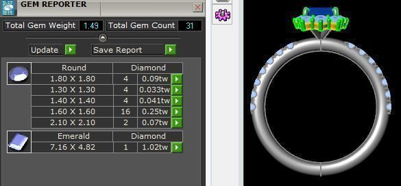 Emerald Cushion Diamond Ring 3D print model_5