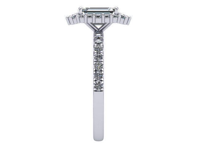 Emerald Cushion Diamond Ring 3D print model_2