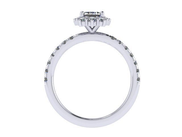 Emerald Cushion Diamond Ring 3D print model_3