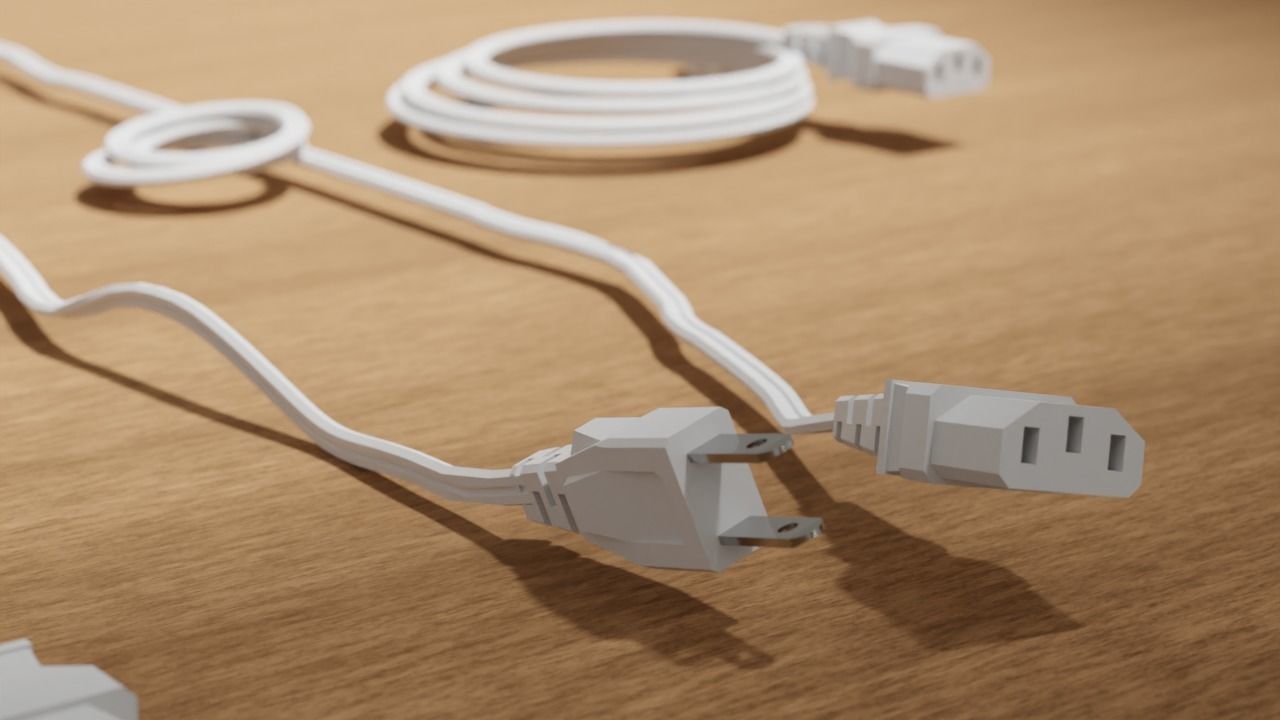 Flexible Power Cables and Plugs Set 3D model_3