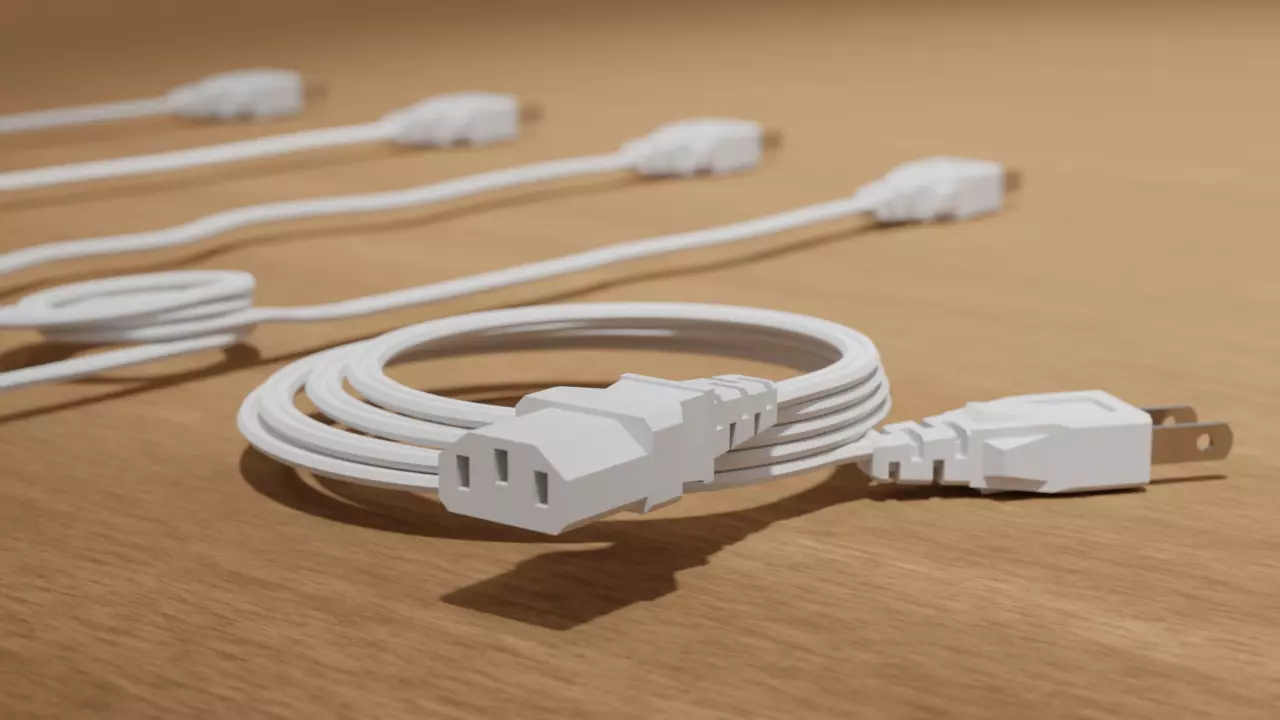 Flexible Power Cables and Plugs Set 3D model_0