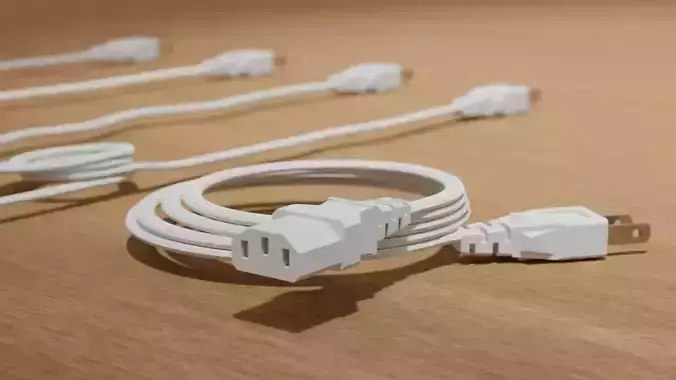 Flexible Power Cables and Plugs Set 3D model