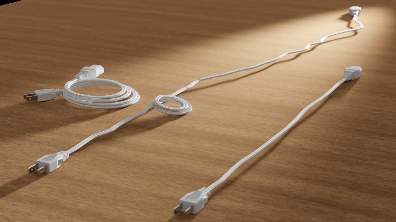 Flexible Power Cables and Plugs Set 3D model_4