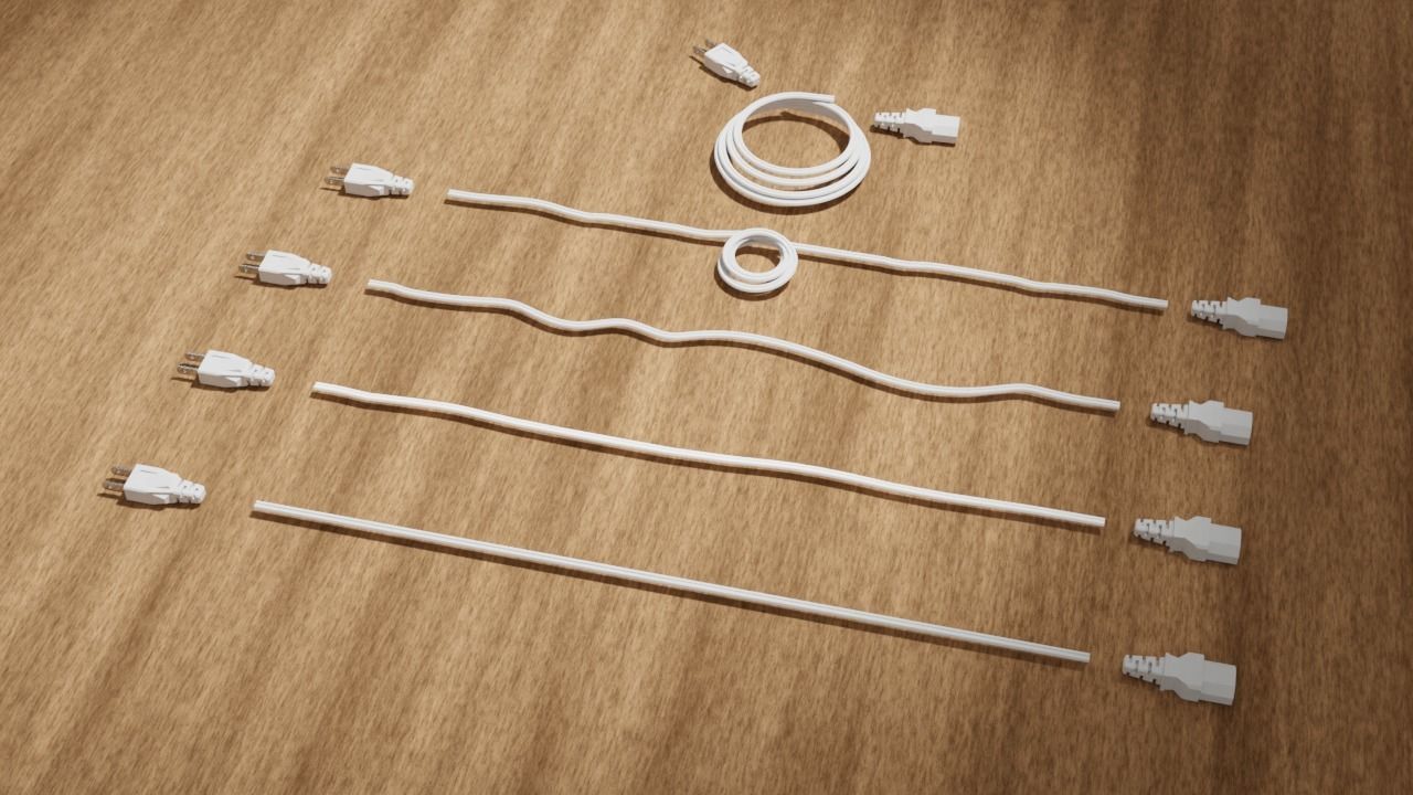 Flexible Power Cables and Plugs Set 3D model_5