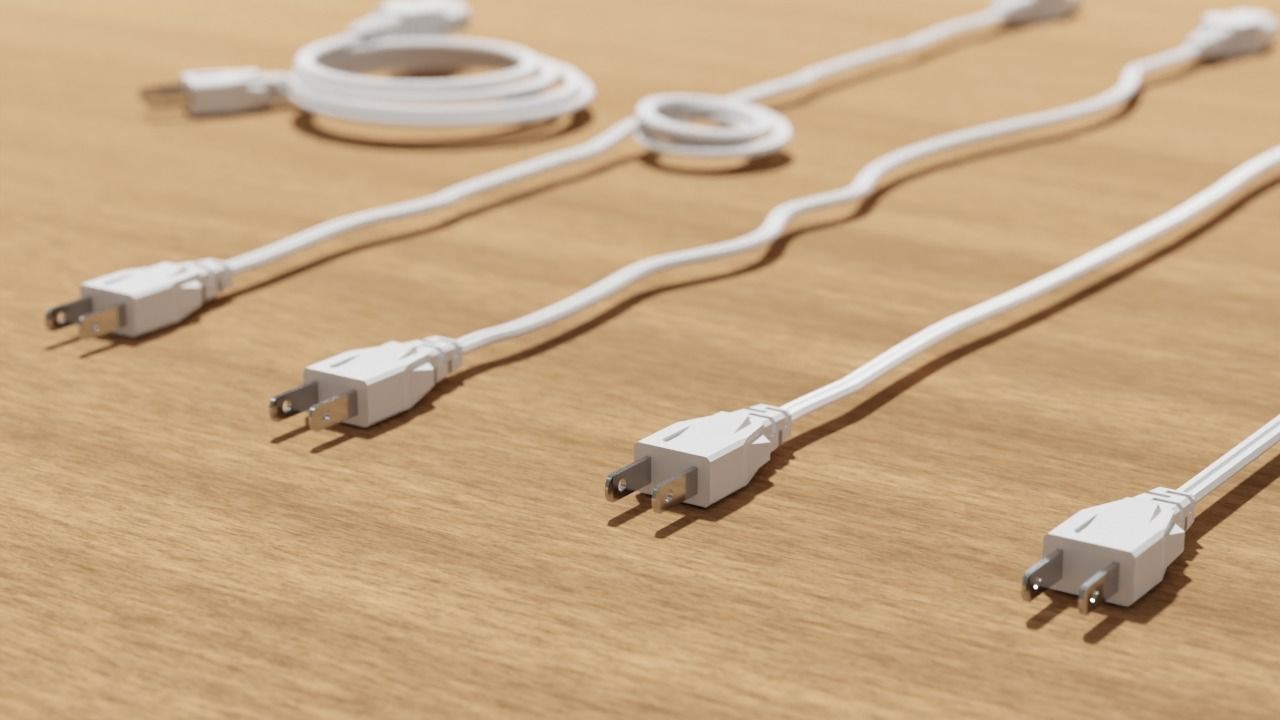 Flexible Power Cables and Plugs Set 3D model_1